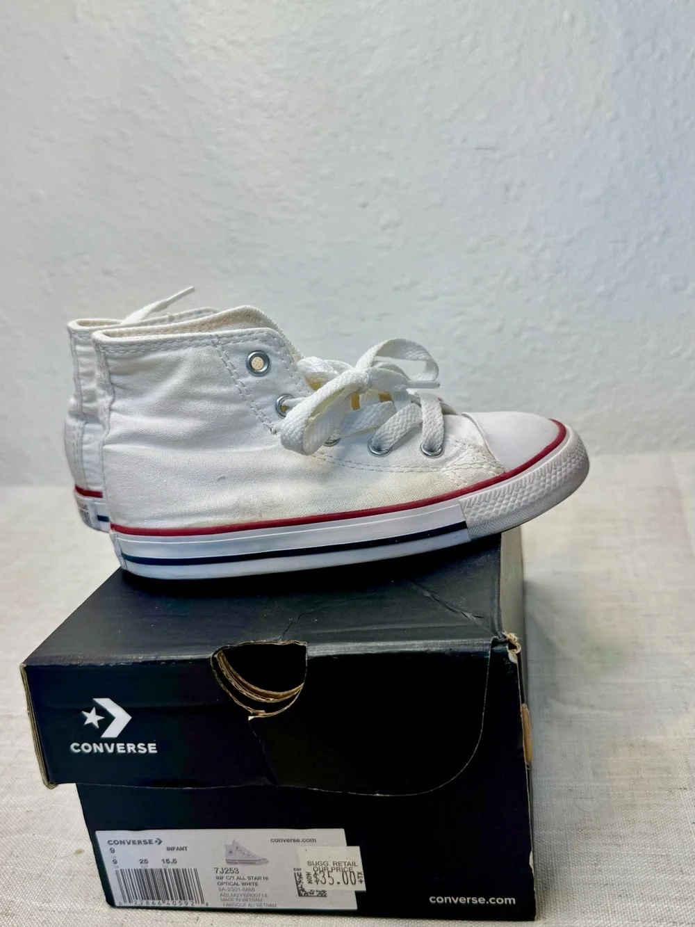 Converse Kids High Top Sneakers in White and Black lot of 2